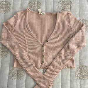 Women's Ribbed Knit Button-Up Cropped Top Size Small Brand Pacsun